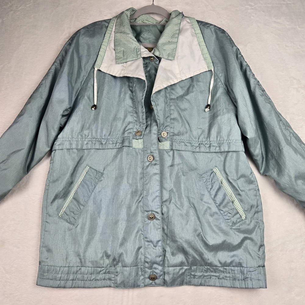 Vintage Current Seen Jacket Womens Large Green Blue Windbreaker Iridescent‎